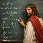 Jesus teaching math on a chalkboard
